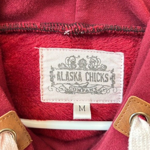 Alaska Chicks Co Womens Colorblock Cowl Neck Hoodie Burgundy Grey Black Size M - Picture 3 of 8